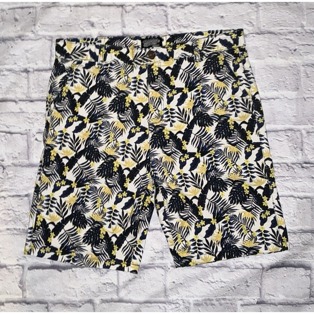 AUSSIEBUM Casual‎ Short Men Large Navy Tropical Print Cotton